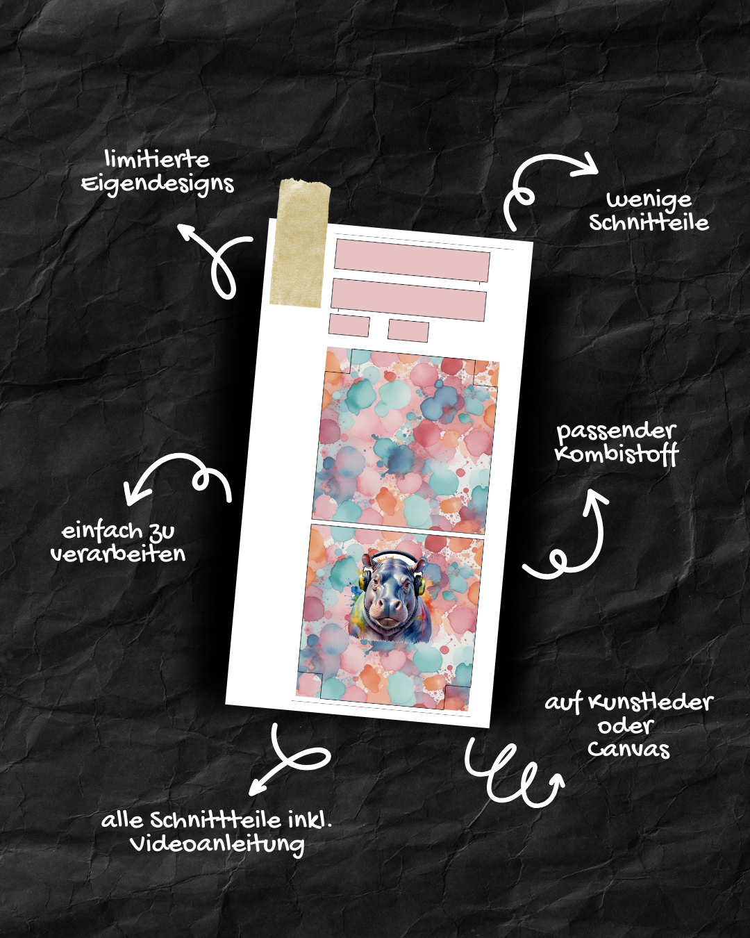 La'Simple Taschenschnittmuste das Hippo