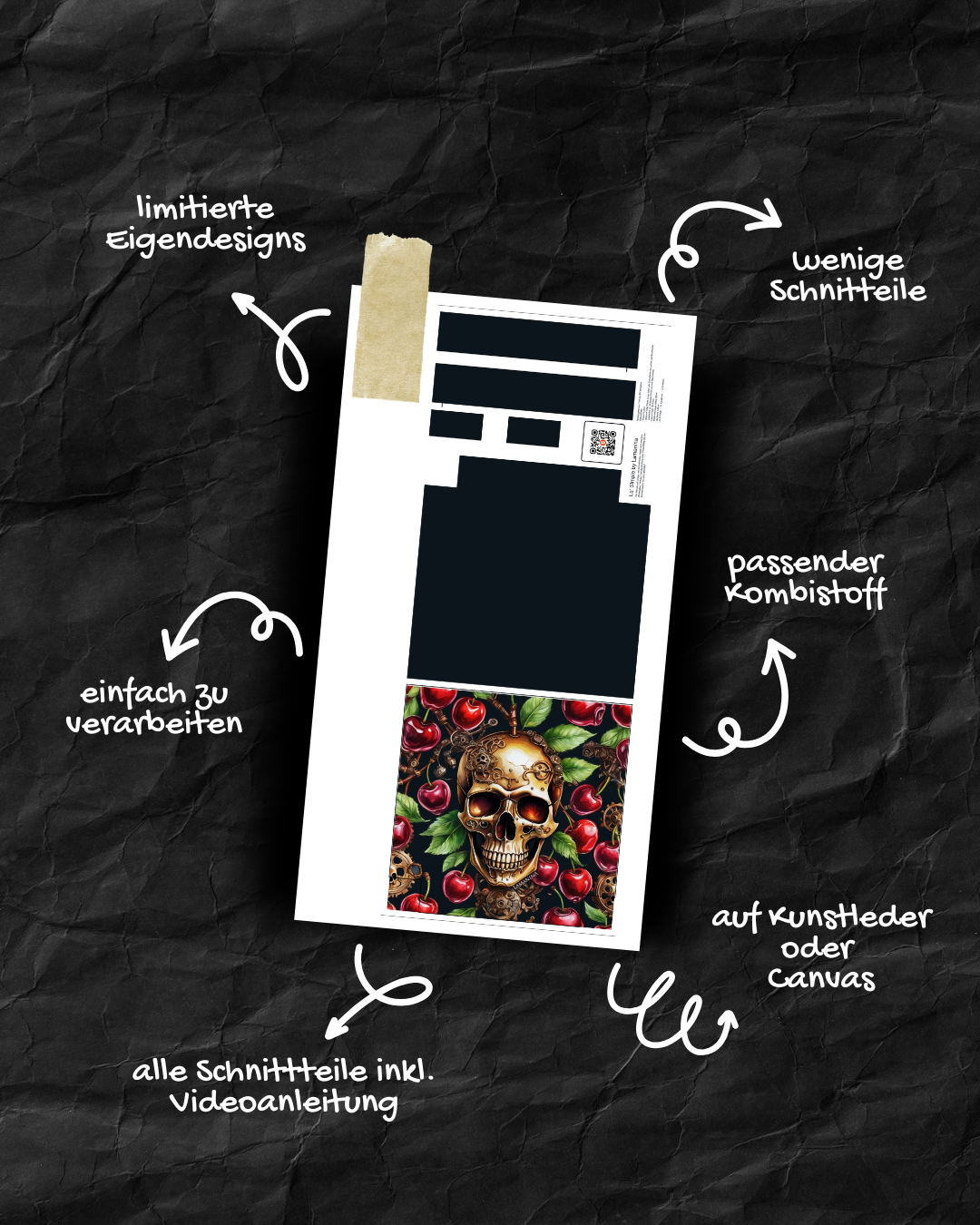 La'Simple Taschenschnittmuste das Totenkopf