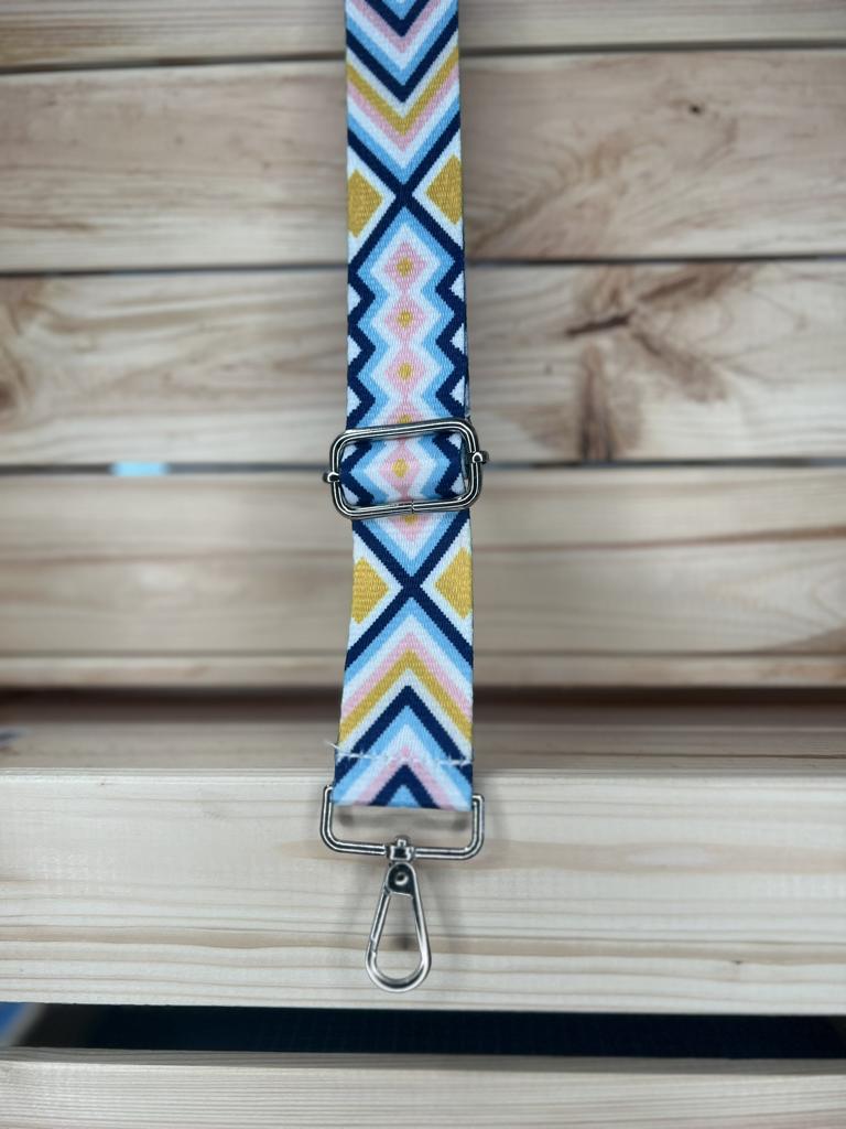 Taschengurt Weiß/Blau/Gelb/Rosa