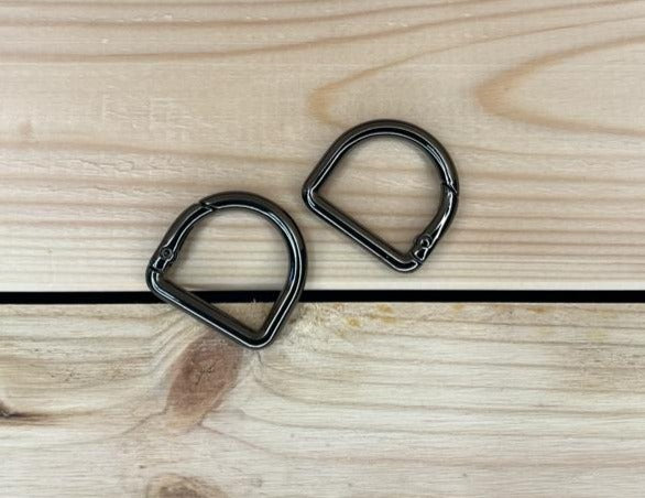 D-Ring mit Öffnung Schwarz Glänzend 25mm