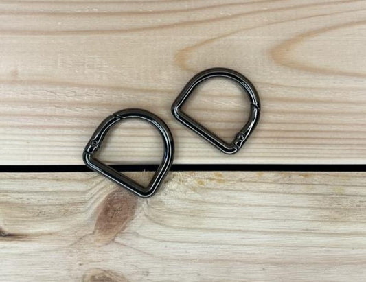 D-Ring mit Öffnung Schwarz Glänzend 25mm
