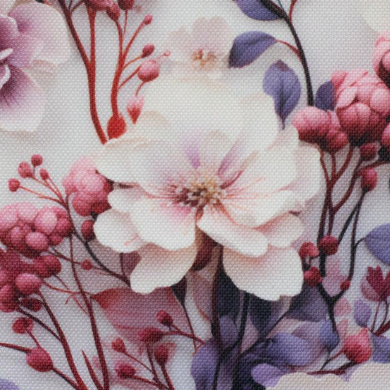 Dekostoff Beschichtet Blumen Rosa