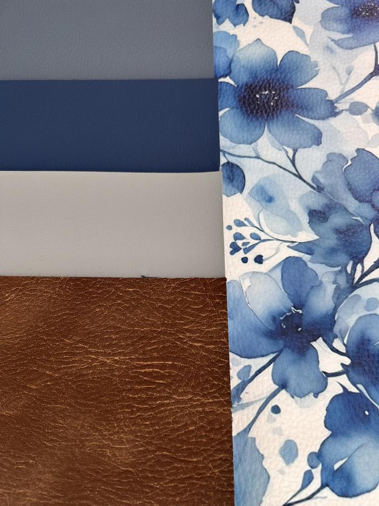 Kunstleder Blumen Denim