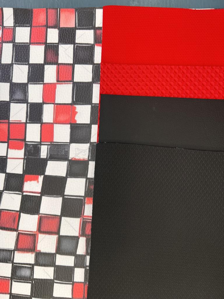 Kunstleder Karo Rot
