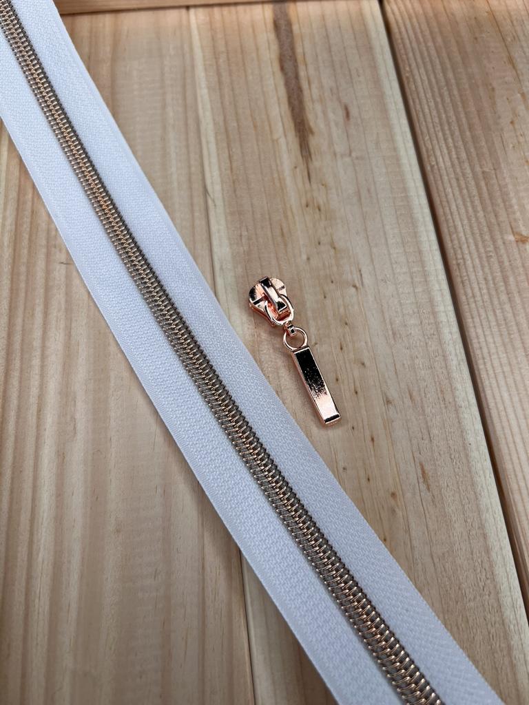 Endlosreißverschluss Set Rose Weis