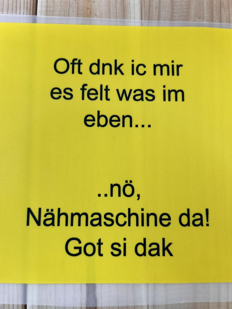 Bügelbild Spruch Nö Nähmaschine