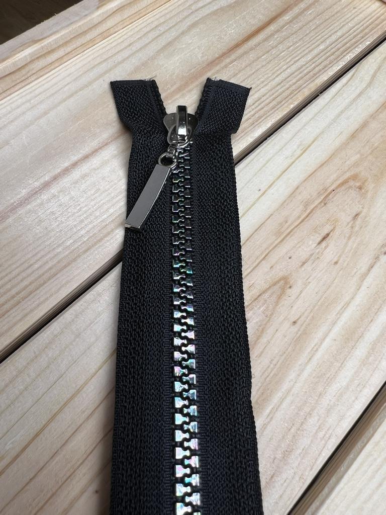 Reißverschluss 50cm Schwarz Regenbogen Zähne