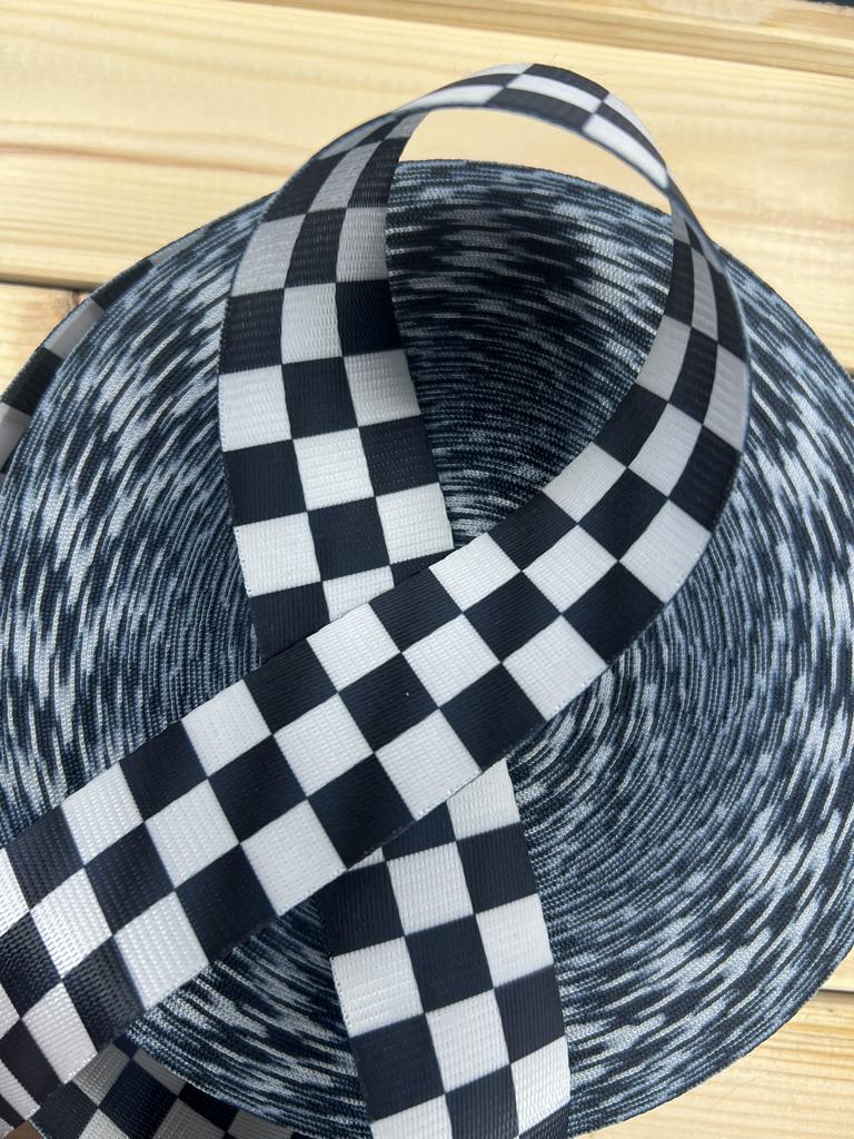 Gurtband Schwarz/Weiß 38mm breit
