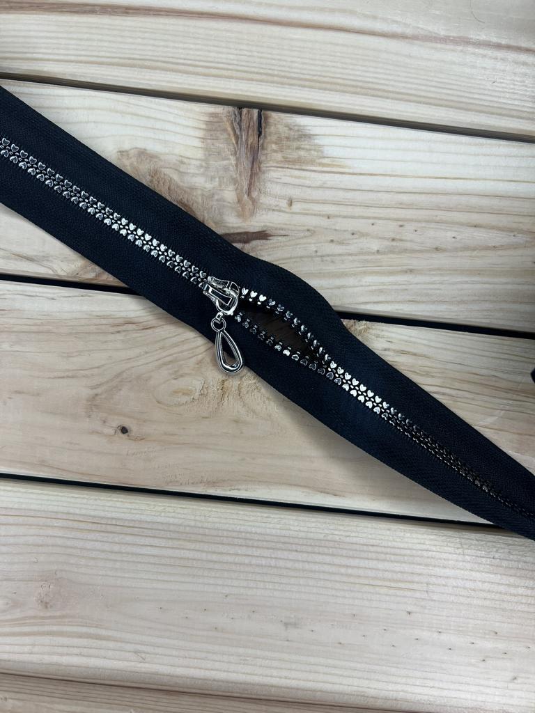 Endlosreißverschluss Set Silber Knochen Herzen