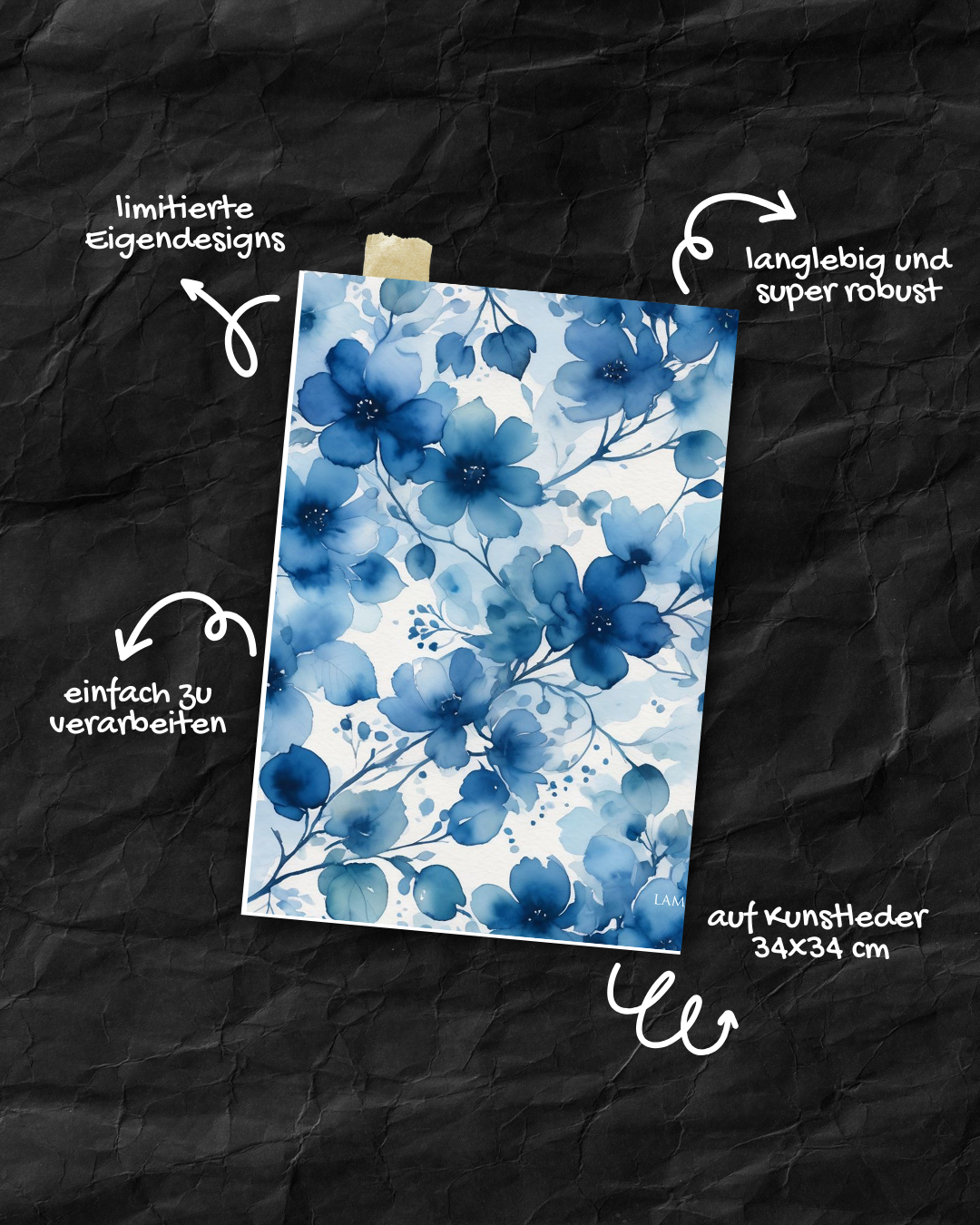 Kunstleder Blumen Denim
