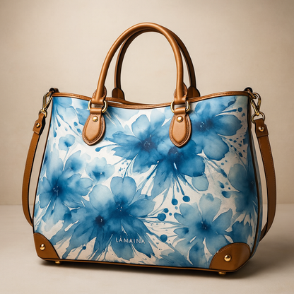 Kunstleder Blumen Blau