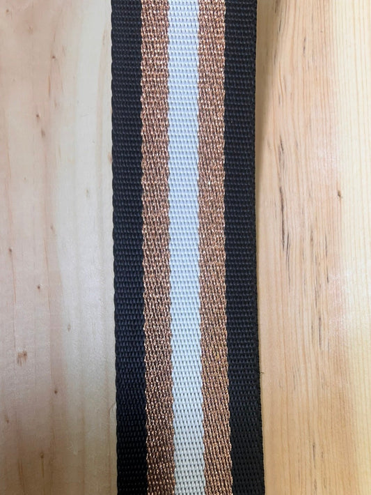 Gurtband Schwarz/Kupfer/Weiß 38mm breit