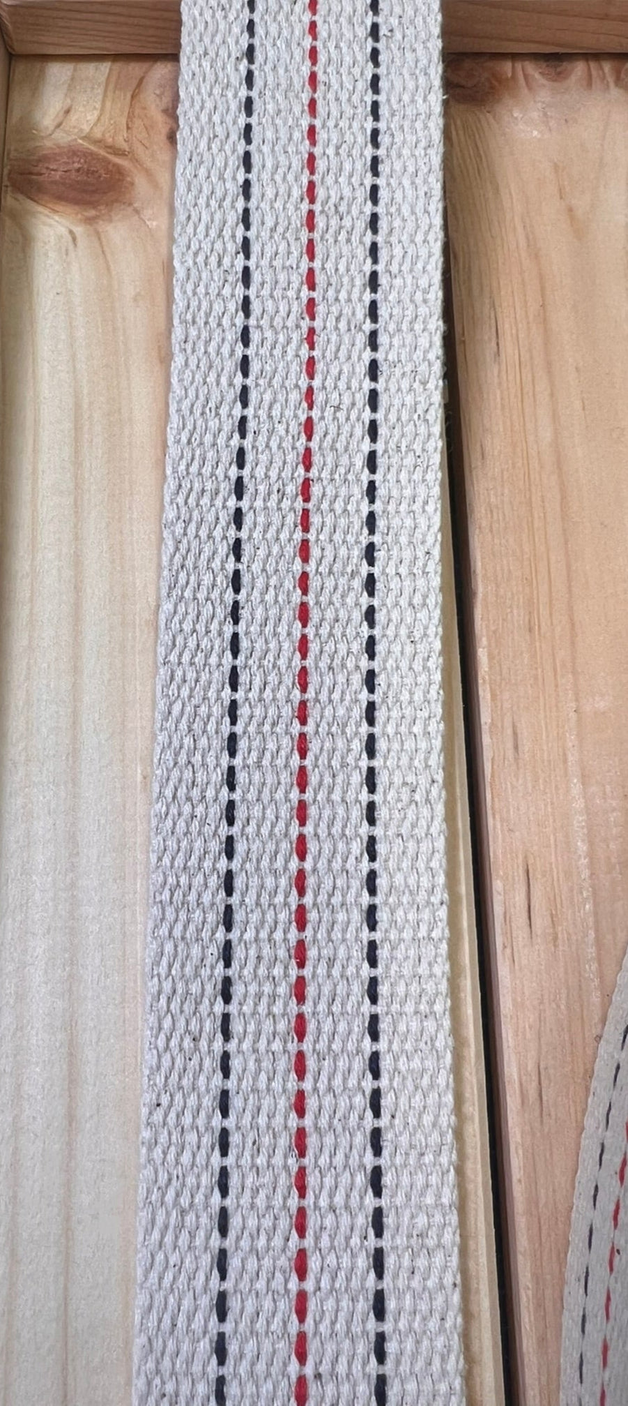 Gurtband Baumwolle Natur/Rot/Blau 38mm