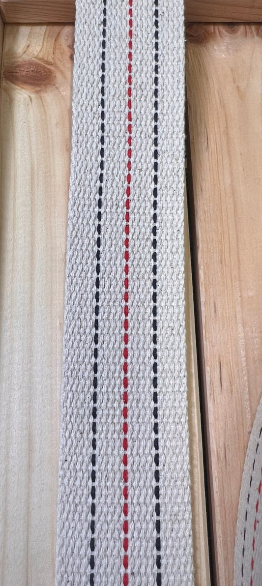 Gurtband Baumwolle Natur/Rot/Blau 38mm