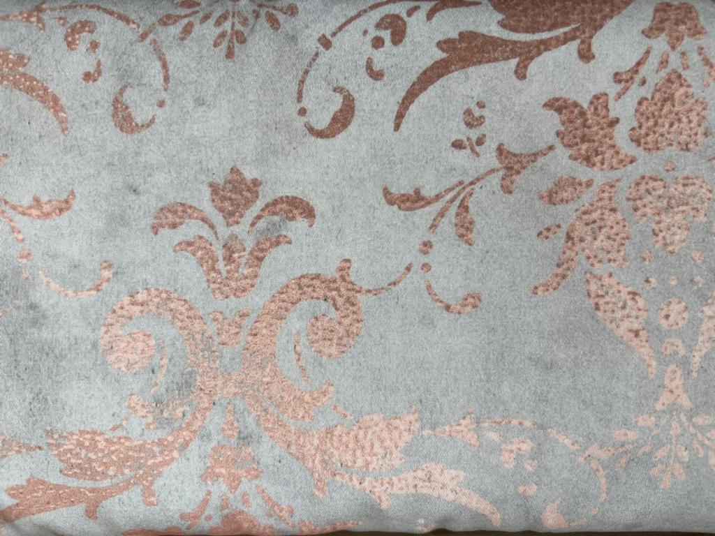Baumwolle Motiv Grau/Blau mit Rose Muster