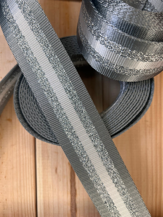 Gurtband Grau/Silber/Weiß 38mm breit