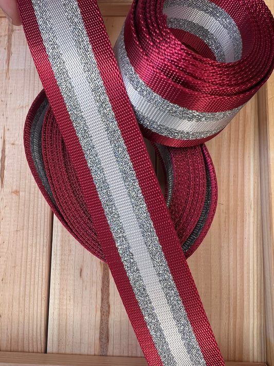 Gurtband Rot/Silber/Weiß 38mm breit