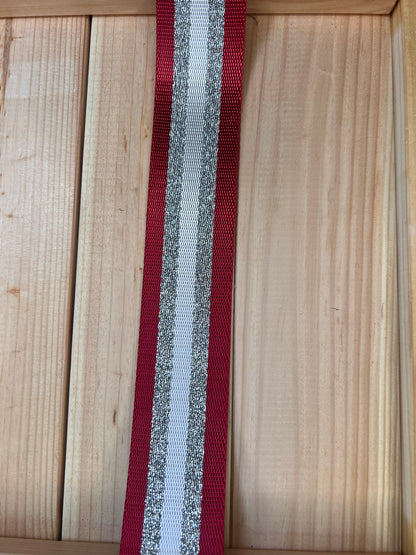Gurtband Rot/Silber/Weiß 38mm breit