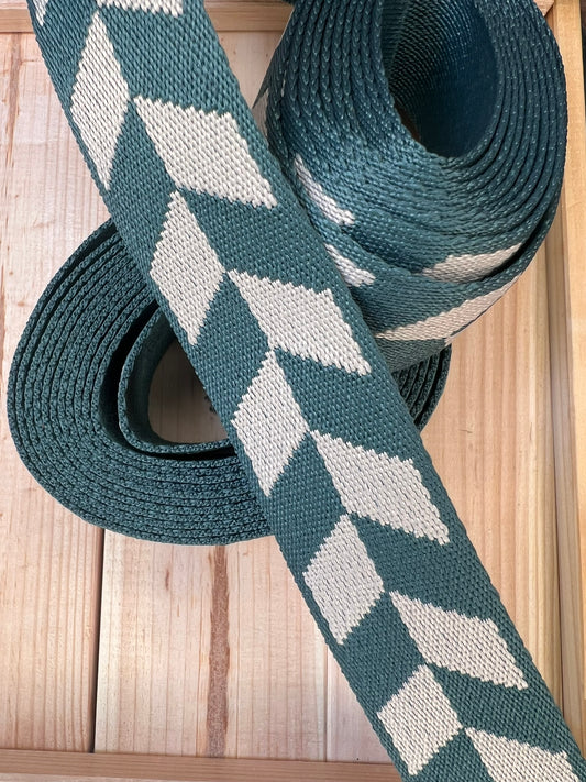 Gurtband Grün/Natur 38mm breit