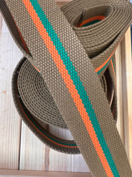 Gurtband Braun/Orange/Grün 38mm breit