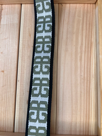 Gurtband Schwarz/Weiß mit Grünen Zeichen 38mm