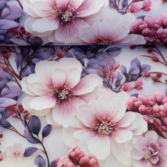 Dekostoff Beschichtet Blumen Rosa