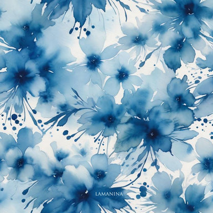 Kunstleder Blumen Blau