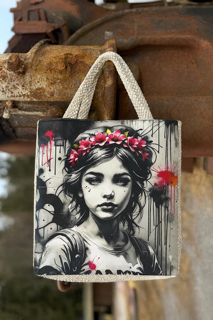 Kunstleder Mädchen mit Blume