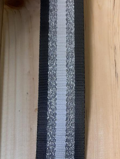 Gurtband Schwarz/Silber/Weiß 38mm breit
