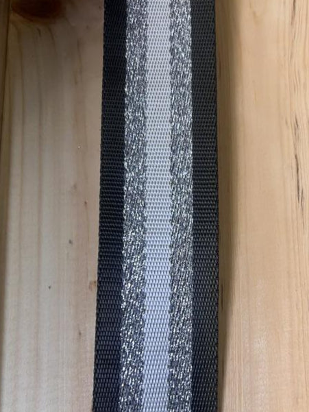 Gurtband Schwarz/Silber/Weiß 38mm breit
