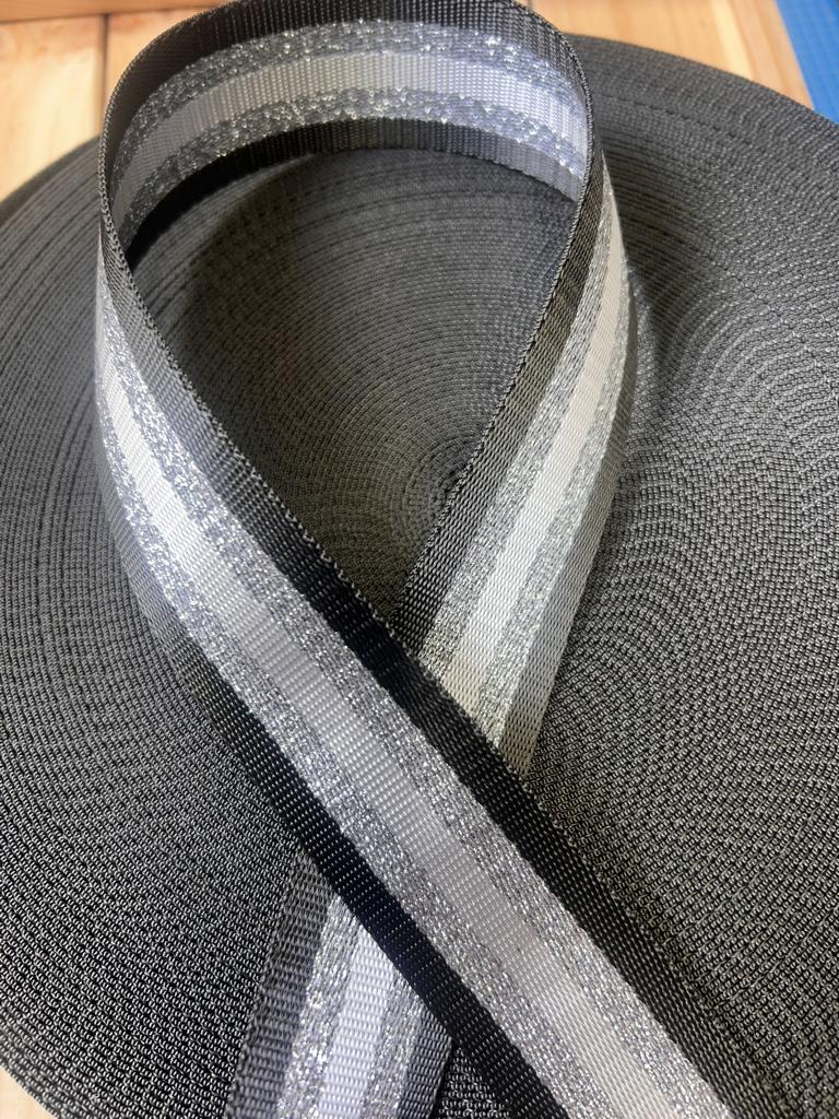 Gurtband Schwarz/Silber/Weiß 38mm breit