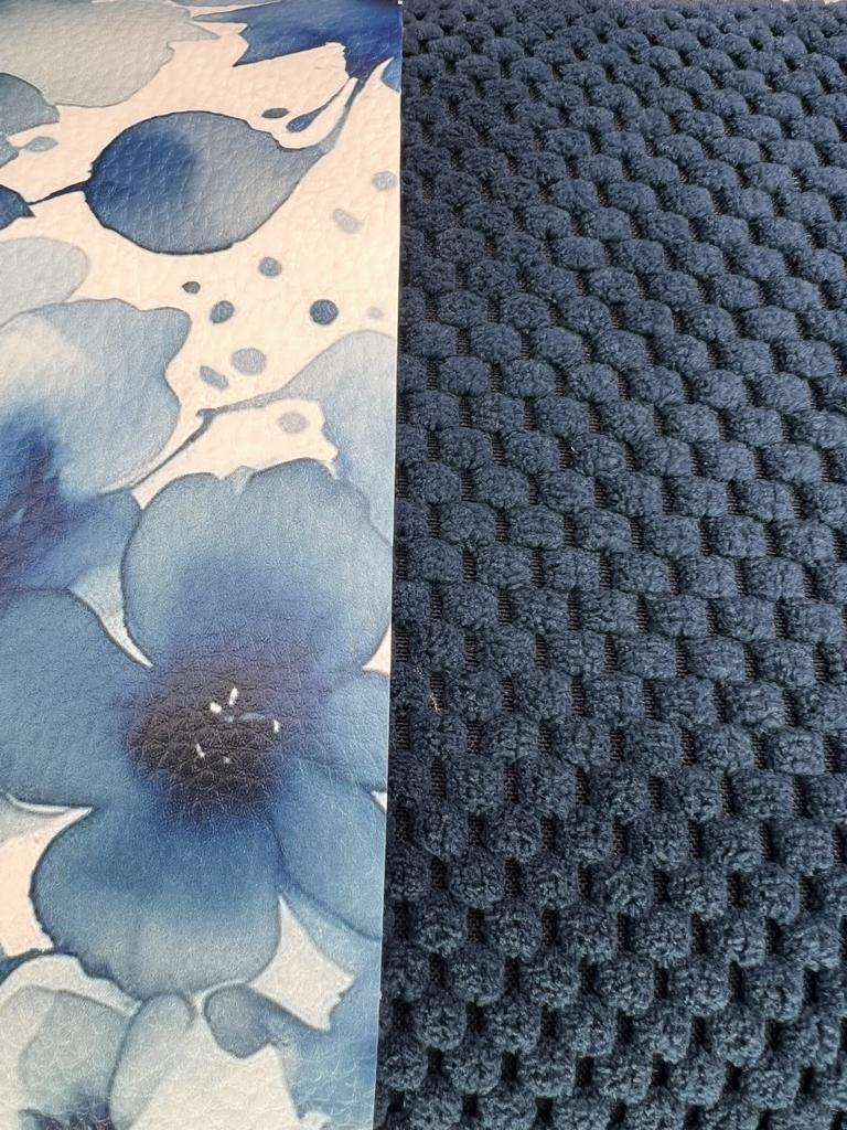 Kunstleder Blumen Denim
