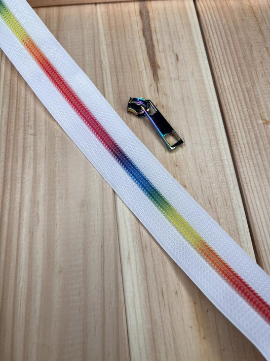 Endlosreißverschluss Set Regenbogen Weis