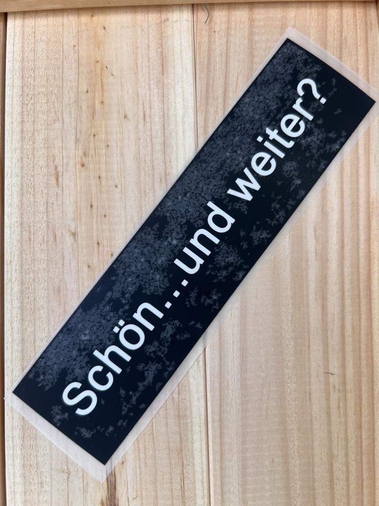 Bügelbild Spruch schon und weiter