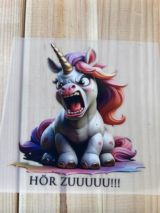 Bügelbild Hör Zuuu Einhorn