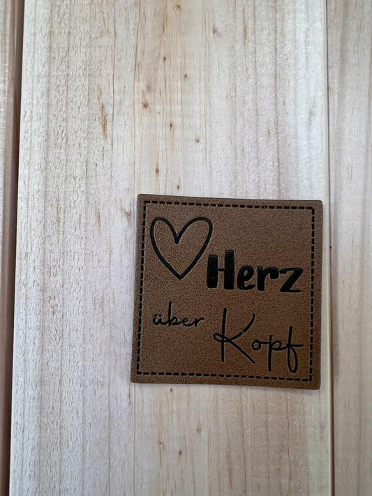 Label Herz über Kopf