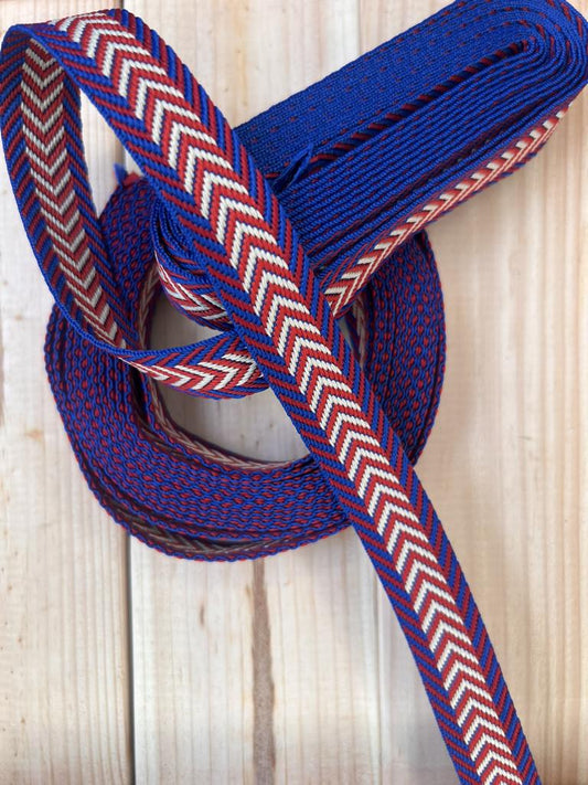 Gurtband Rot Blau Beige 20mm breit