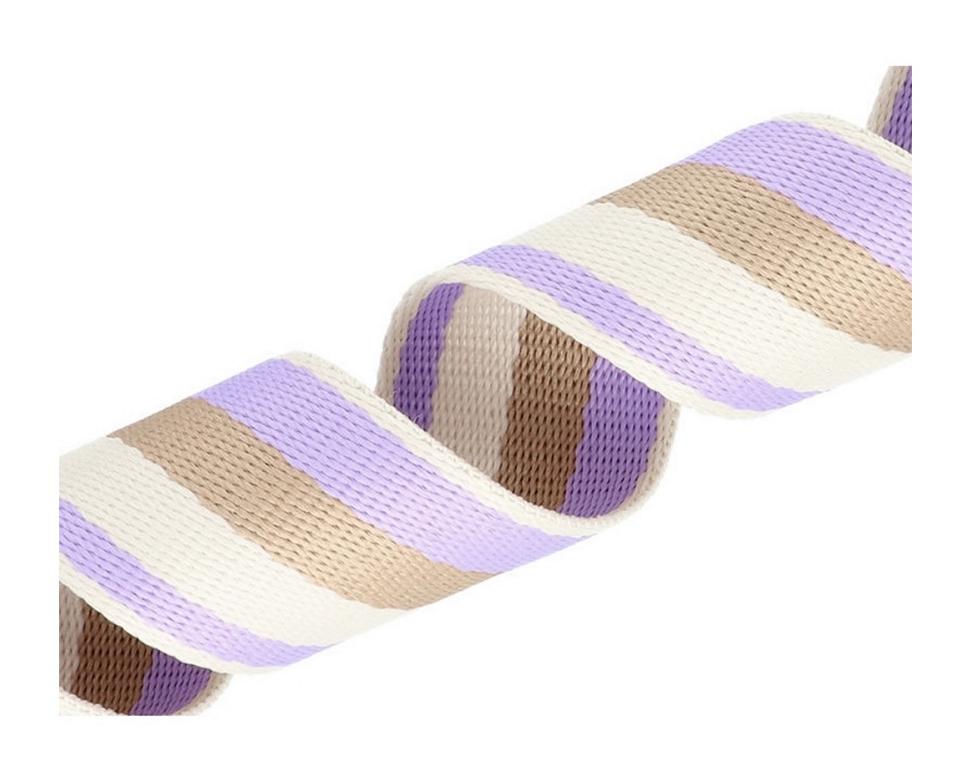 Gurtband Lila Braun Weiß gestreift 38mm breit