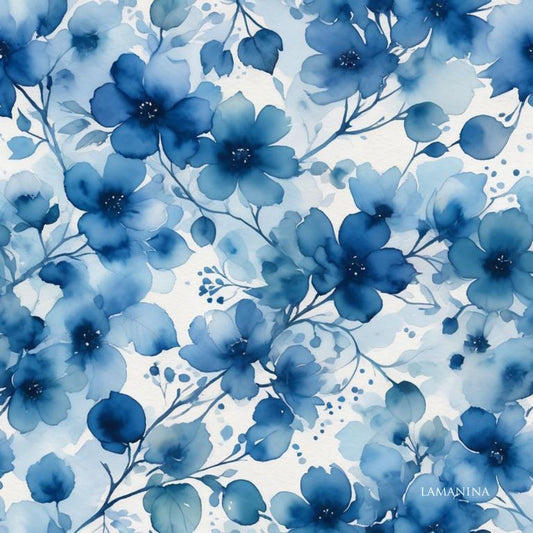 Kunstleder Blumen Denim