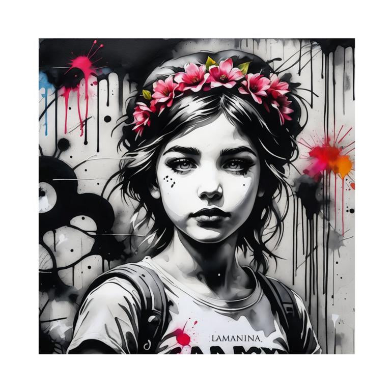 Kunstleder Mädchen mit Blume